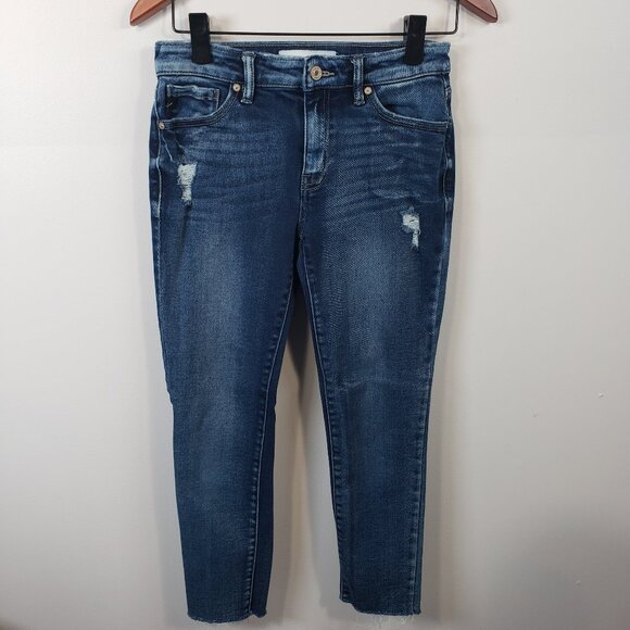 KanCan Denim - KanCan Women Sz 25/3 Cropped Ankle Raw Hem Distressed Mid Rise Stretch /A260
